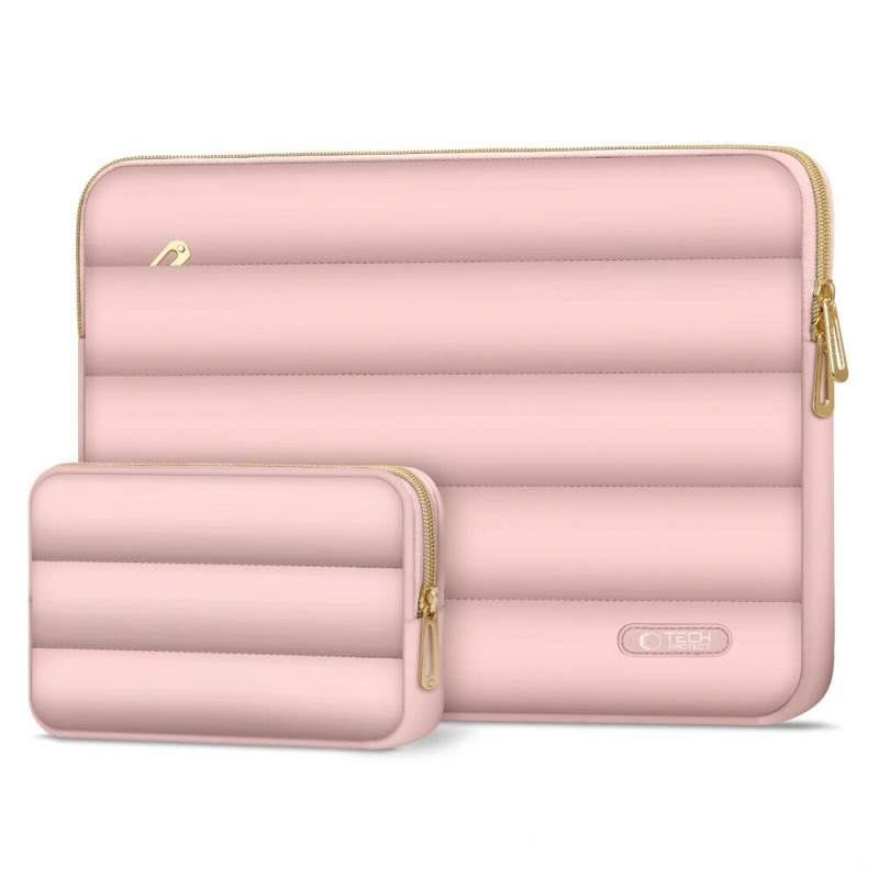 Tech-Protect Puffy sülearvuti 13-14" kott lisatarvikute kotiga, Dusty Rose