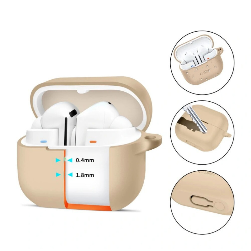Tech-Protect silikoonkate konksuga Samsung Galaxy Buds 3 / 3 Pro jaoks, Cafe Latte
