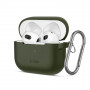 Tech-Protect Silicone Hook silikoonkate Apple AirPods 3-le karabiiniga, oliivroheline