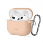 Tech-Protect Silicone Hook silikoonkate Apple AirPods 3-le karabiiniga, Caffe Latte