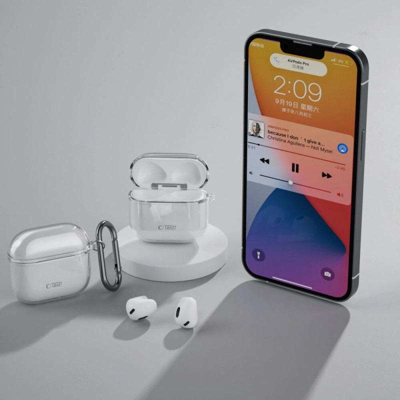 Tech-Protect Flexair kott Apple AirPods 4-le, läbipaistev