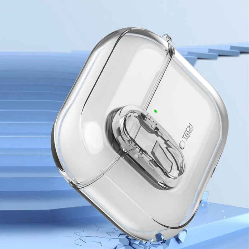 Tech-Protect õhuke konksuga ümbris Apple AirPods 4-le, läbipaistev