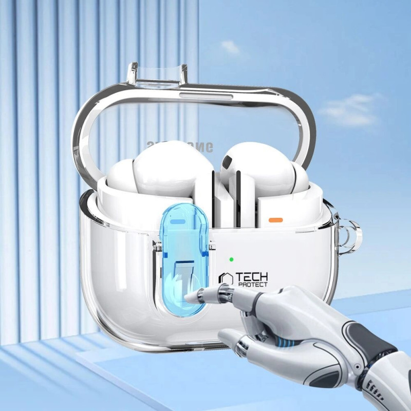 Tech-Protect FlexAir karp koos karabiiniga Samsung Galaxy Buds 3 / 3 Pro jaoks, läbipaistev