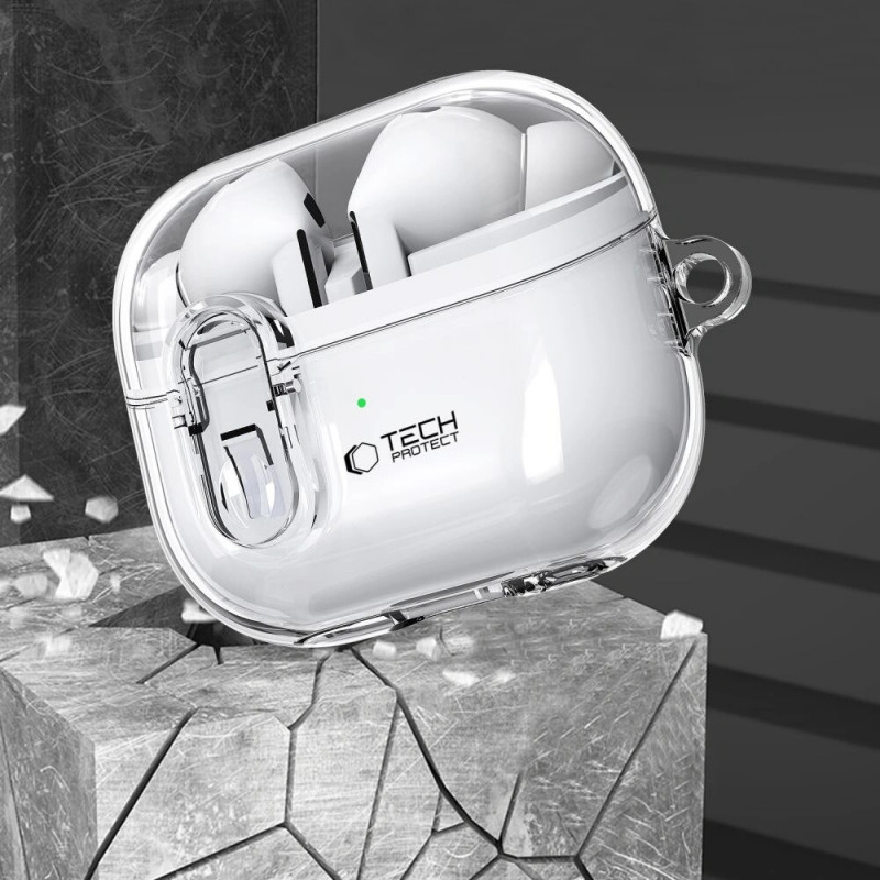 Tech-Protect FlexAir karp koos karabiiniga Samsung Galaxy Buds 3 / 3 Pro jaoks, läbipaistev