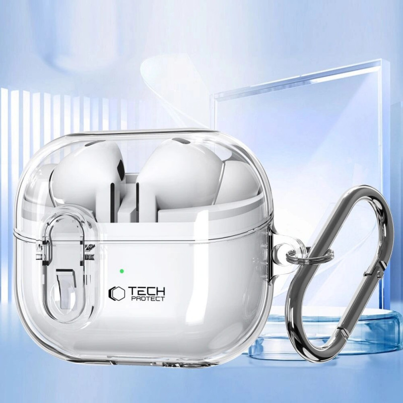 Tech-Protect FlexAir karp koos karabiiniga Samsung Galaxy Buds 3 / 3 Pro jaoks, läbipaistev