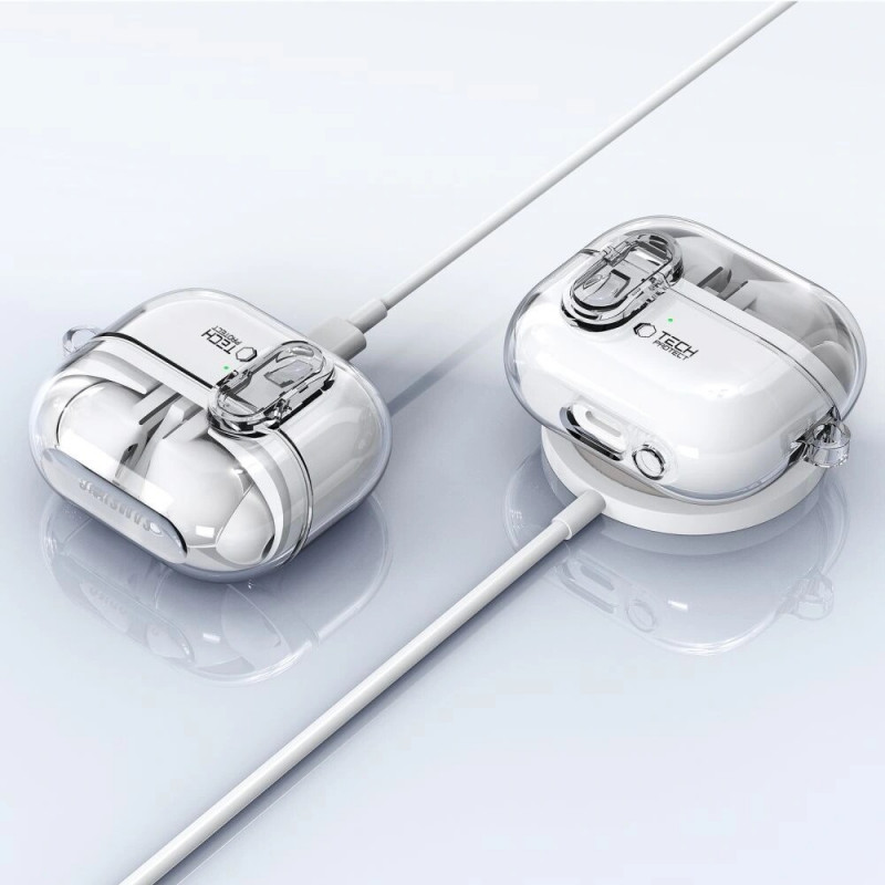 Tech-Protect FlexAir karp koos karabiiniga Samsung Galaxy Buds 3 / 3 Pro jaoks, läbipaistev