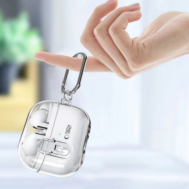 Tech-Protect FlexAir karp koos karabiiniga Samsung Galaxy Buds 3 / 3 Pro jaoks, läbipaistev