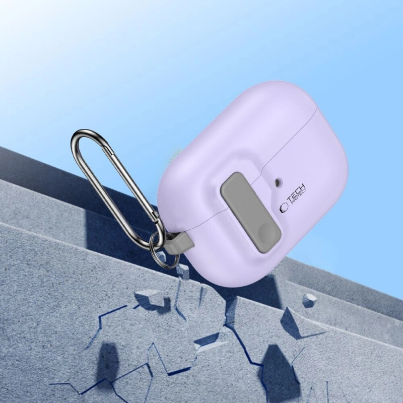 Tech-Protect Slim Hook ümbris karabiiniga Apple AirPods Pro 1 / 2 jaoks, lavendel