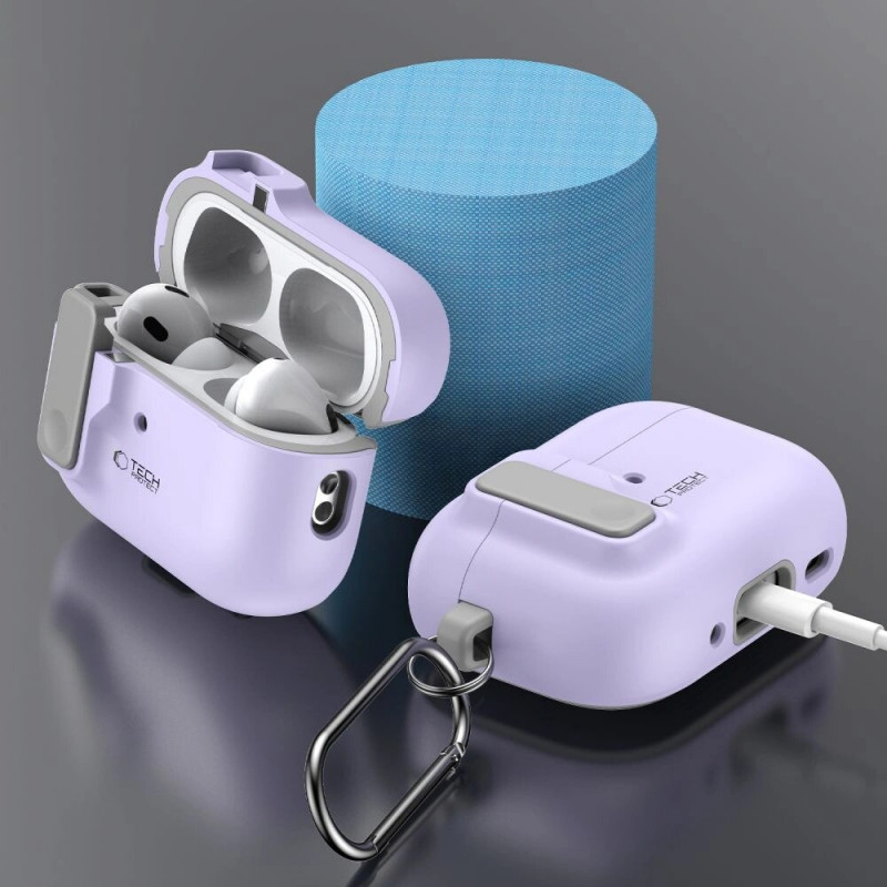Tech-Protect Slim Hook ümbris karabiiniga Apple AirPods Pro 1 / 2 jaoks, lavendel
