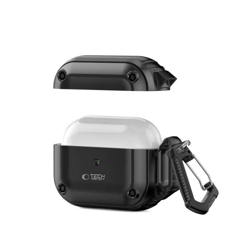 Tech-Protect Rough Hook ümbris karabiiniga Apple AirPods Pro 1 / 2 jaoks, must