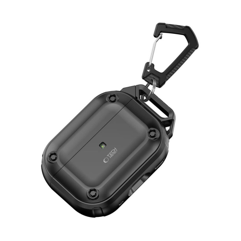 Tech-Protect Rough Hook ümbris karabiiniga Apple AirPods Pro 1 / 2 jaoks, must