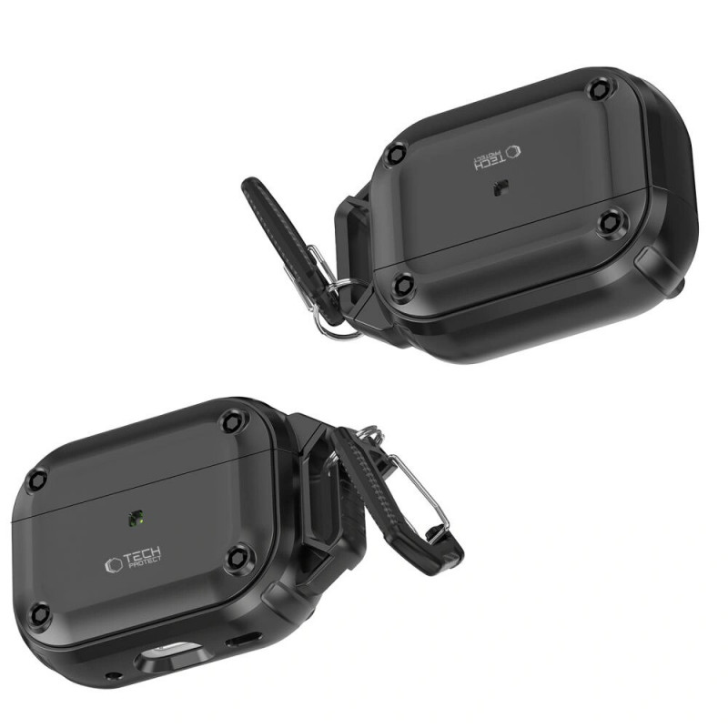 Tech-Protect Rough Hook ümbris karabiiniga Apple AirPods Pro 1 / 2 jaoks, must