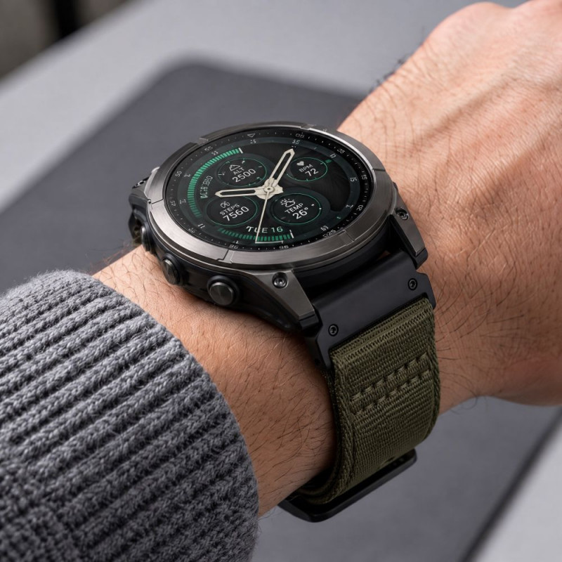 Tech-Protect Nylon Classic kellarihm Garmin Fenix 5X / 5X Plus / 6X / 6X Pro / 7X / 8 / 8 Pro / 9 / 9 Pro 47 mm jaoks, Military Green