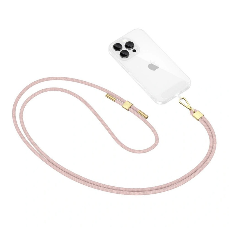 Tech-Protect C2S Rope Crossbody telefonirihm, Baby Pink/gold