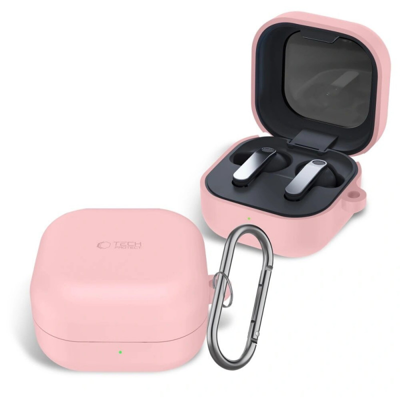 Tech-Protect silikoonkate konksuga Samsung Galaxy Buds 4 / 4 Pro kõrvaklappidele, Dusty Pink