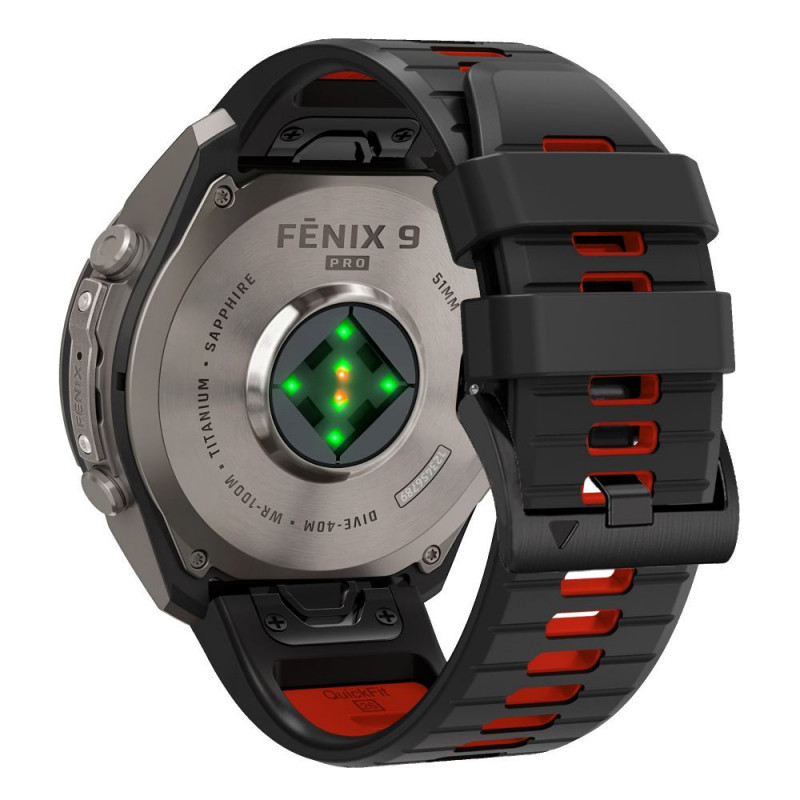Tech-Protect Iconband Pro kellarihm Garmin Fenix 5X / 5X Plus / 6X / 6X Pro / 7X / 8 / 8 Pro / 9 / 9 Pro (47 mm), must / punane