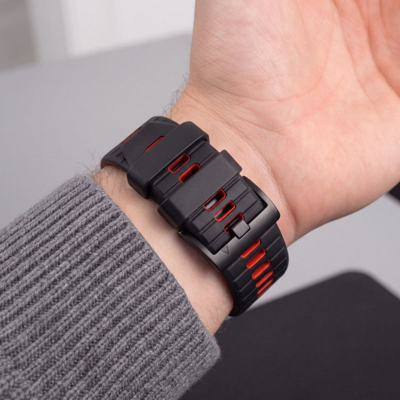 Tech-Protect Iconband Pro kellarihm Garmin Fenix 5X / 5X Plus / 6X / 6X Pro / 7X / 8 / 8 Pro / 9 / 9 Pro (47 mm), must / punane