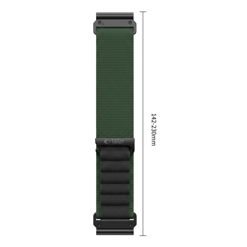 Tech-Protect Nylon Pro THP6034 kellarihm Garmin Fenix 5X / 5X Plus / 6X / 6X Pro / 7X / 8 / 8 Pro / 9 / 9 Pro (51 mm), roheline / must