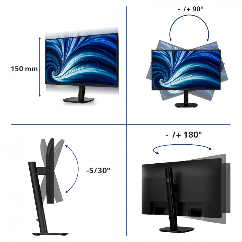 Philips 3000 Series 27B2N3200A/00 27-tolline LED-monitor, IPS, Full HD, must