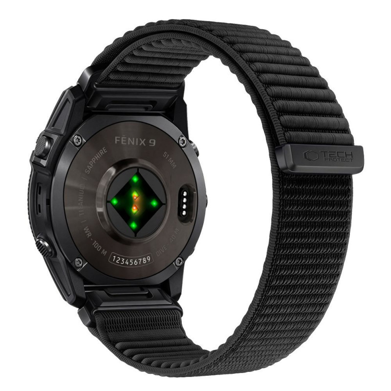 Tech-Protect NylonLoop THP6104 kellarihm Garmin Fenix 5X / 5X Plus / 6X / 6X Pro / 7X / 8 / 8 Pro / 9 / 9 Pro (51 mm) jaoks, must