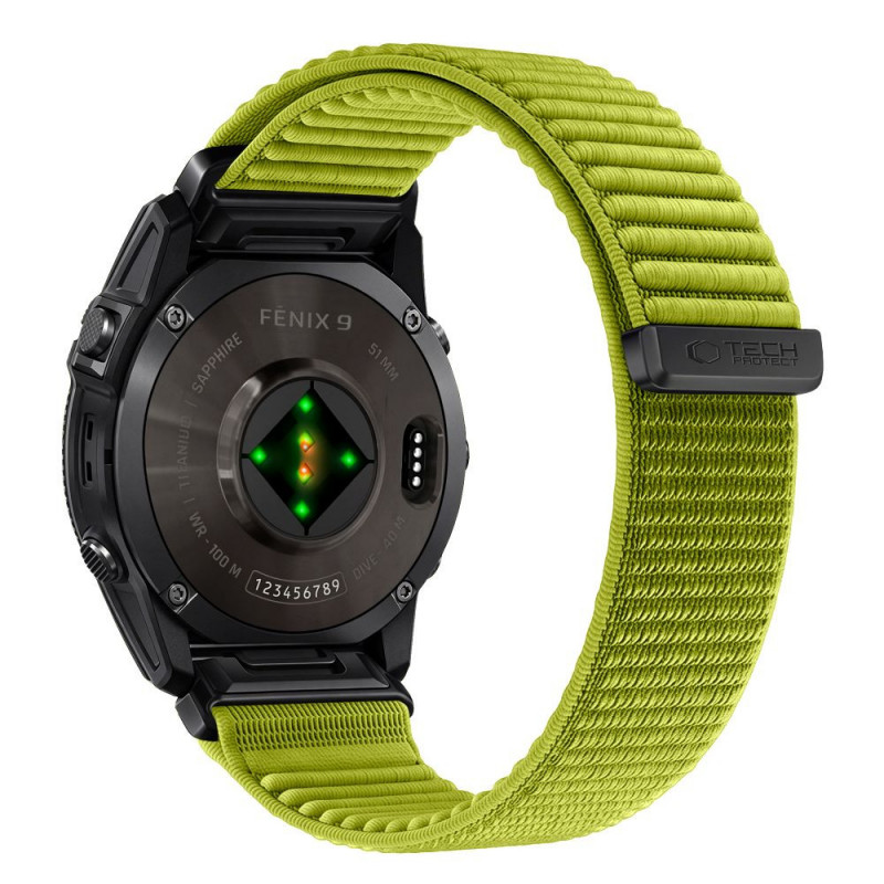 Tech-Protect NylonLoop THP6106 kellarihm Garmin Fenix 5X / 5X Plus / 6X / 6X Pro / 7X / 8 / 8 Pro / 9 / 9 Pro (51 mm) jaoks, electric lime