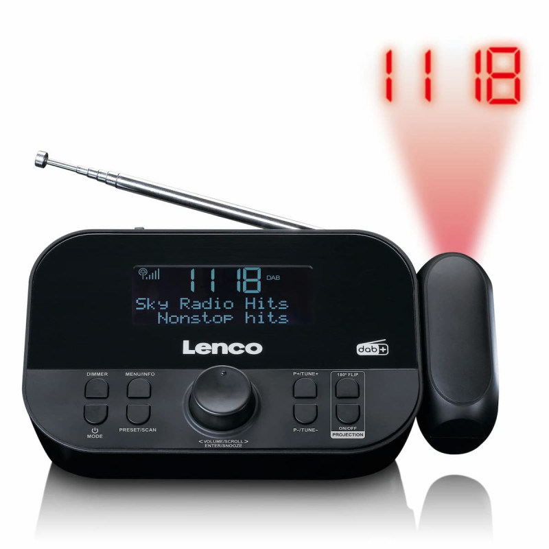 Lenco CR-615BK raadioäratuskell projektsiooniga, DAB+/FM, must