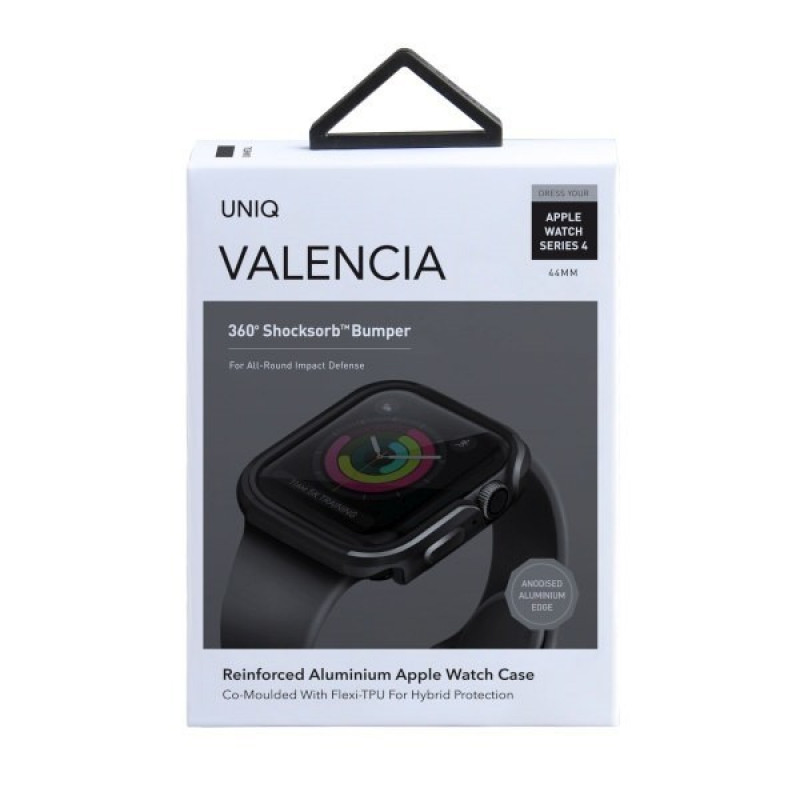 UNIQ Valencia kaitseümbris Apple Watch Series 4/5/6/SE 44 mm jaoks, gunmetal grey