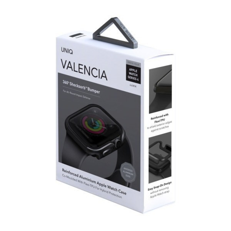 UNIQ Valencia kaitseümbris Apple Watch Series 4/5/6/SE 44 mm jaoks, gunmetal grey