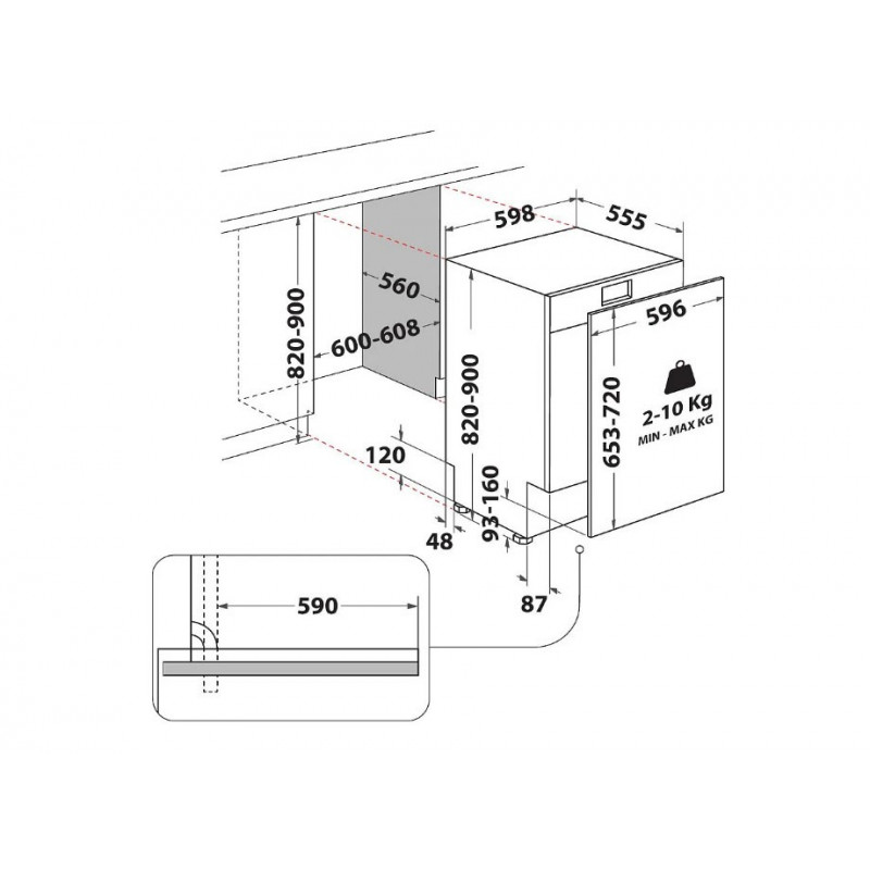 Whirlpool WH7ITD14C6N6 sisseehitatav nõudepesumasin, 60 cm, 46 dB, 14 nõudekomplekti
