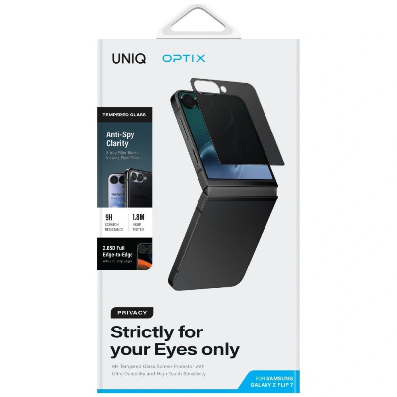 UNIQ Optix Privacy karastatud klaasist privaatsuskaitsekile Samsung Galaxy Z Flip7 jaoks