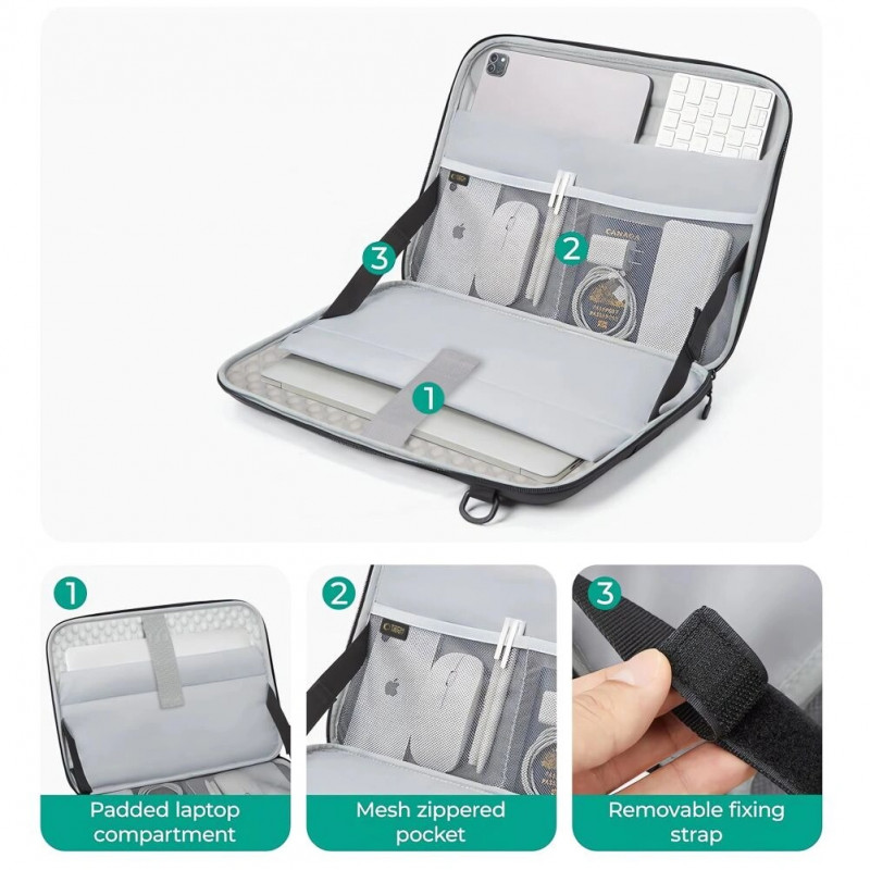 Tech-Protect Ranger-X Tactical sülearvutikott 13-14", must