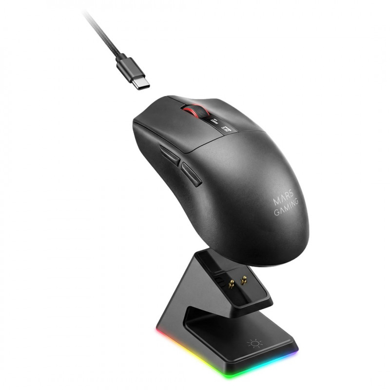 Mars Gaming MMW-ELITE juhtmevaba mänguhiir, 20000 DPI, Bluetooth 5.4, 2.4 GHz, must