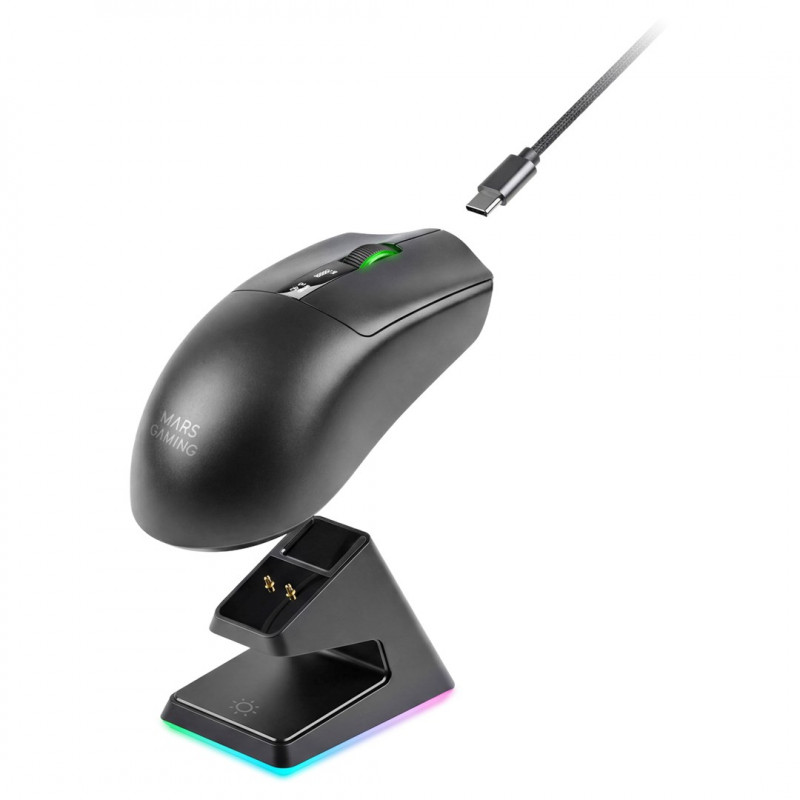 Mars Gaming MMW-ELITE juhtmevaba mänguhiir, 20000 DPI, Bluetooth 5.4, 2.4 GHz, must
