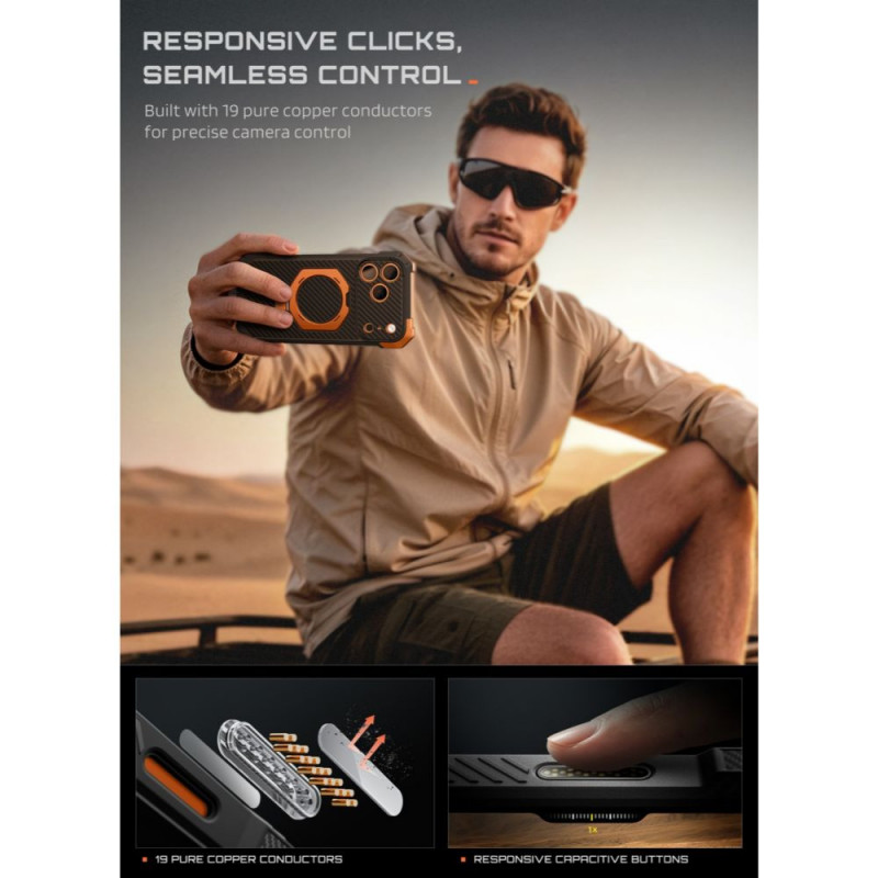 Supcase UB Grip Mag MagSafe Aramid kaitsekate Apple iPhone 17 Pro Max / 18 Pro Max, must/oranž