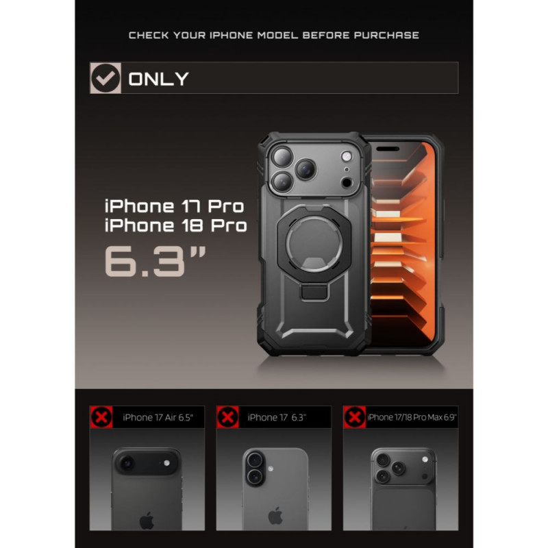 Supcase Grip Pro Mag MagSafe kaitsekate Apple iPhone 17 Pro / 18 Pro mudelile, must