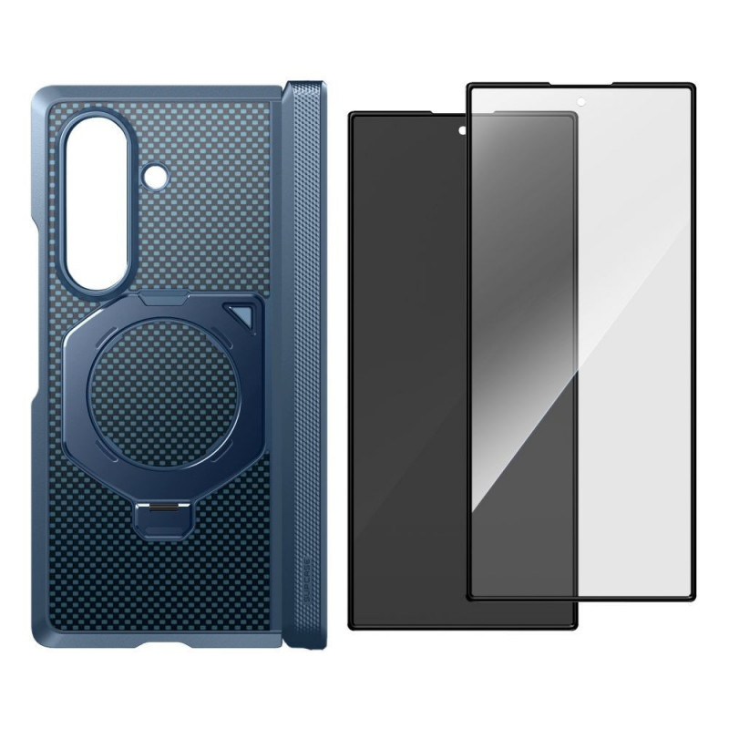 Supcase UB Aero MagSafe ümbris Samsung Galaxy Z Fold 8 Ultra jaoks kõvastatud klaasi ja privaatsusklaasiga, Aramid Blue