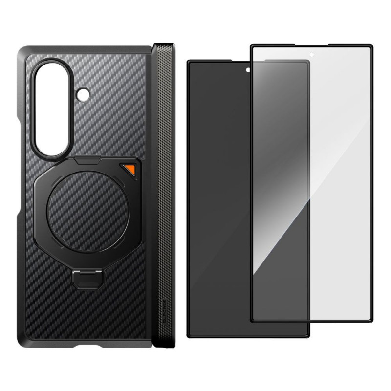 Supcase UB Aero MagSafe ümbris Samsung Galaxy Z Fold 8 Ultra jaoks karastatud klaasi ja privaatsusklaasiga, Aramid Black