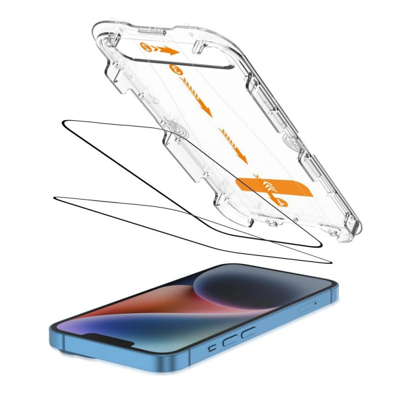 Tech-Protect Quick Set+ karastatud klaasist ekraanikaitse Apple iPhone 13 / 13 Pro / 14 / 16e jaoks, must (2 tk)