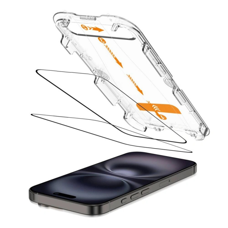 Tech-Protect Quick Set+ karastatud klaasist ekraanikaitse Apple iPhone 15 / 16 jaoks, must (2 tk)