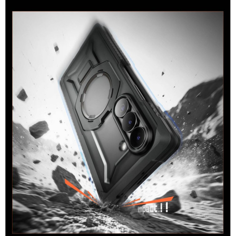 Supcase UB Grip Mag MagSafe ümbris Samsung Galaxy Z Fold 8 jaoks karastatud klaasi ja privaatsusklaasiga, must