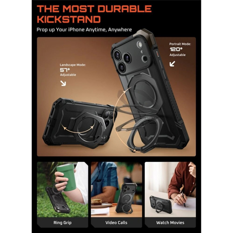 Supcase Unicorn Beetle Grip Mag MagSafe ümbris Apple iPhone 17 Pro Max jaoks, must