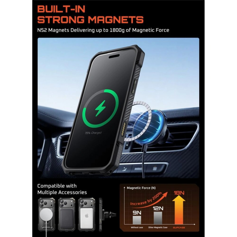 Supcase Unicorn Beetle Grip Mag MagSafe ümbris Apple iPhone 17 Pro Max jaoks, must