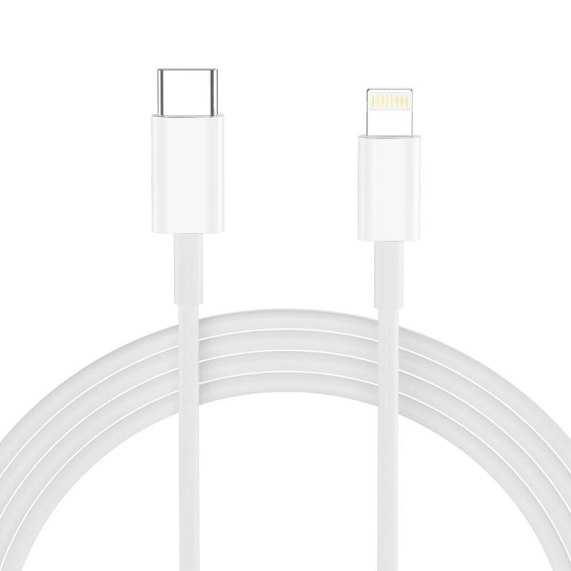 Tech-Protect NC20W 1-port USB-C seinalaadija PD 20W Lightning-kaabliga, valge, 100 cm