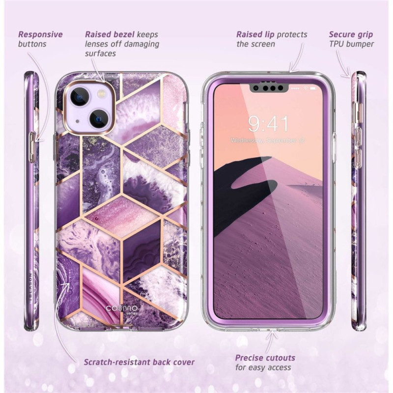 Supcase Cosmo ümbris Apple iPhone 14 Plus / 15 Plus jaoks, Marble Purple