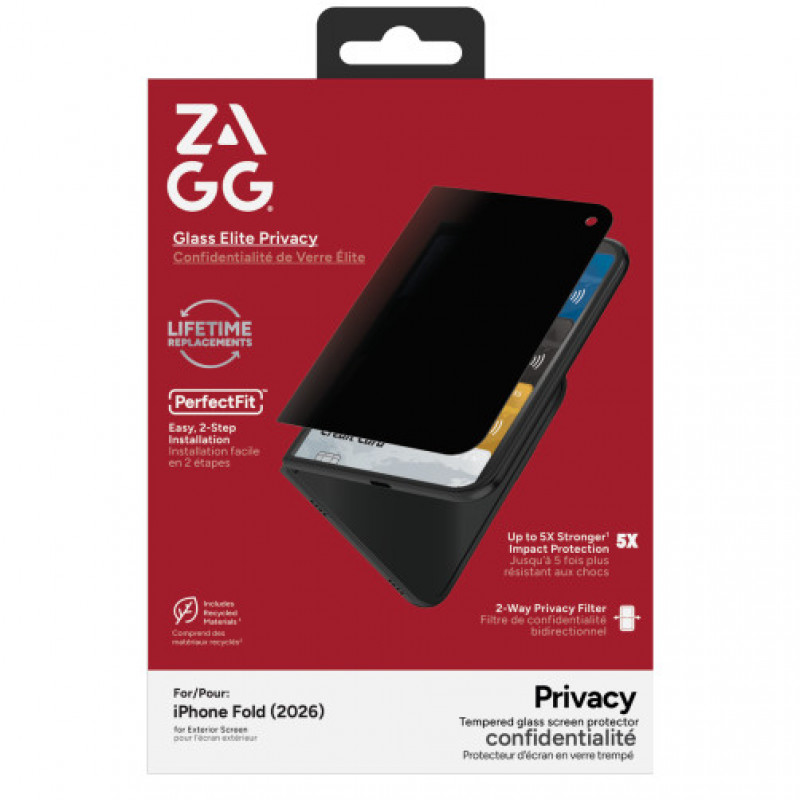 ZAGG InvisibleShield Glass Elite Privacy ekraanikaitse Apple iPhone Duo välisekraanile ZAG347