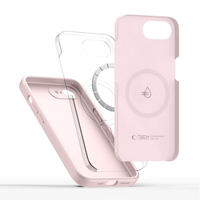 Tech-Protect silikoonist MagSafe ümbris Apple iPhone 16e / 17e jaoks, Pink Pearl
