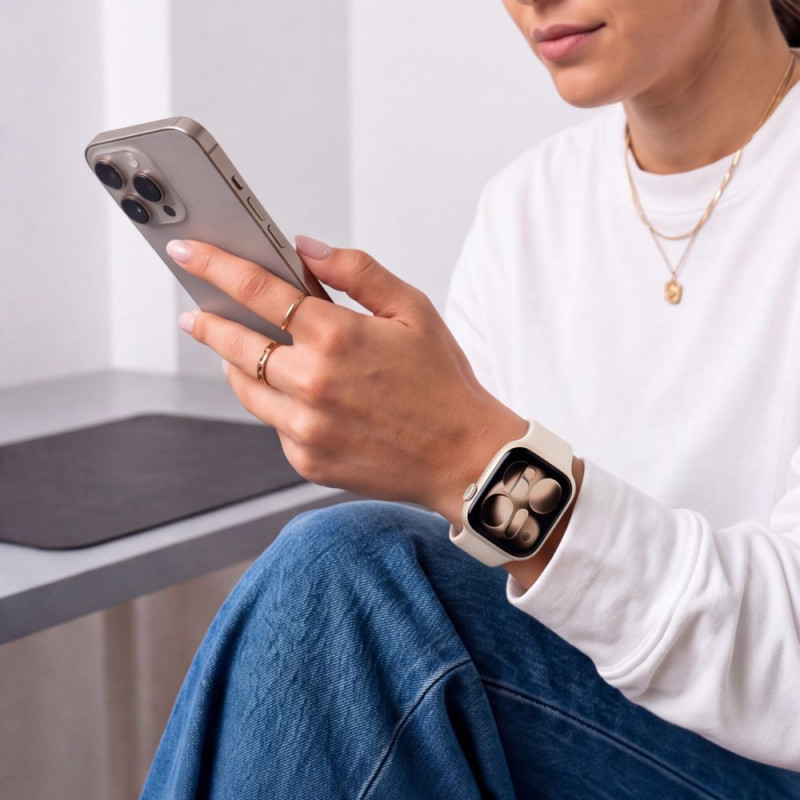 Tech-Protect silikoonist kellarihm Apple Watch 8 / 9 / 10 / 11 / 12 / SE / Ultra jaoks, 44/45/46/49 mm, Starlight