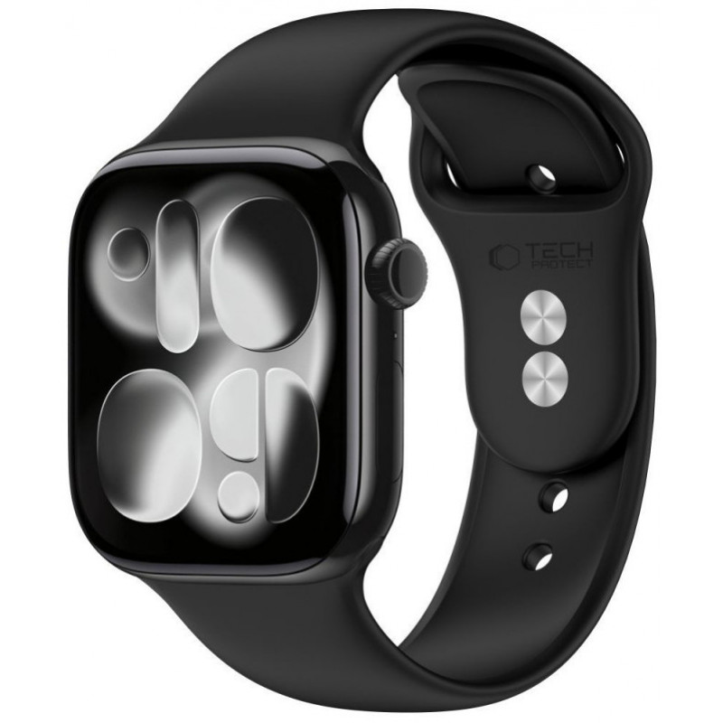 Tech-Protect silikoonist rihm Apple Watch 8 / 9 / 10 / 11 / 12 / SE / Ultra 44/45/46/49 mm jaoks, must
