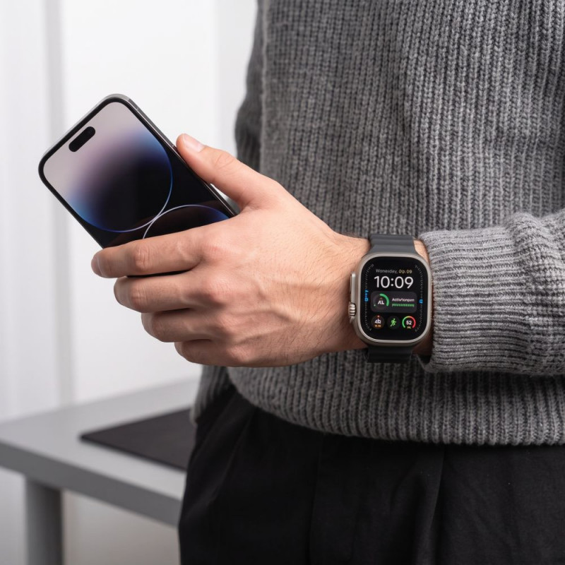 Tech-Protect Silicone Line Apple Watch 8 / 9 / 10 / 11 / 12 / SE / Ultra 44/45/46/49 mm rihm, must