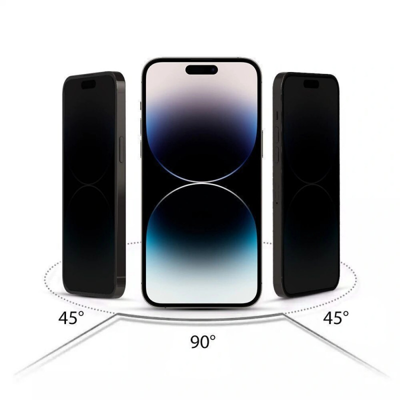 Tech-Protect Anti Spy Glass Pro+ privaatsusklaas karastatud klaas Apple iPhone 17e / 16e / 14 / 13 Pro / 13 jaoks (2 tk), must